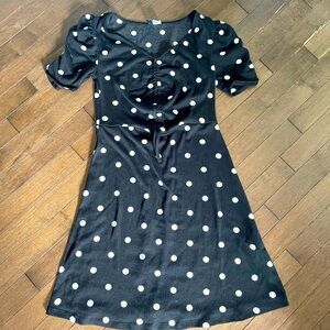 H&M divided t-shirt mini dress size small in black with white polkadots